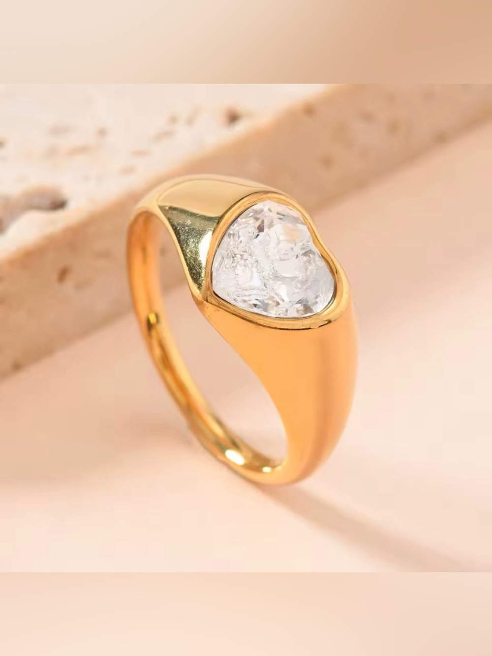 Heart Cut 5A CZ 18K Gold Filled Ring